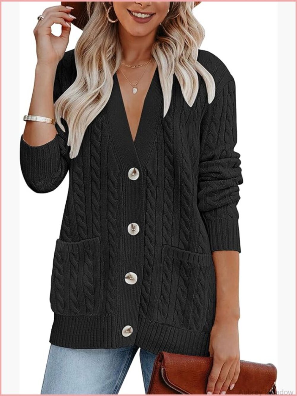 Womens Cable Knit Button Up Cardigan Long Sleeve Open Front Coat